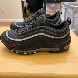 Nike Air Max 97 GS Black Sports Red White Size US 7Y Men’s Casual Shoes